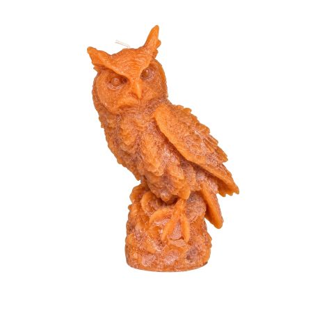 Kaars in de vorm van een uil, goud/bruin