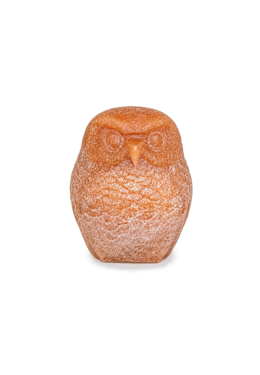 Kaars in de vorm van een uil, goud/bruin