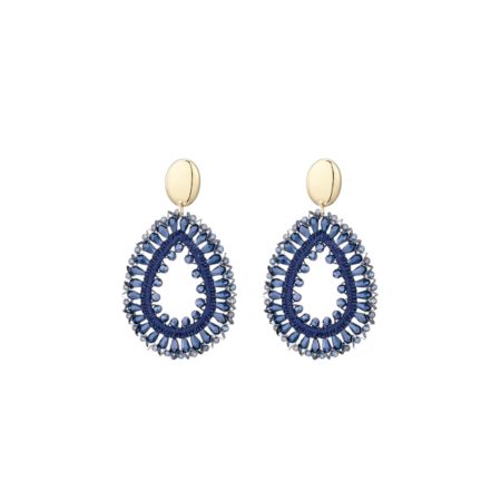 Statement druppel oorbellen blauw