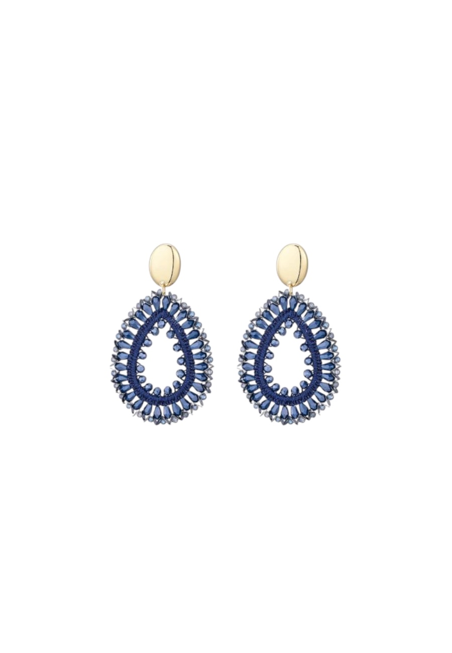Statement druppel oorbellen blauw
