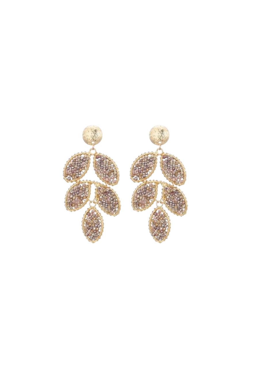 Statement oorbellen taupe