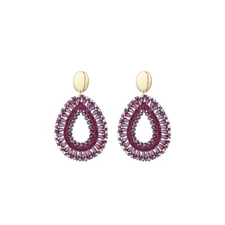 Statement ovale oorbellen burgundy