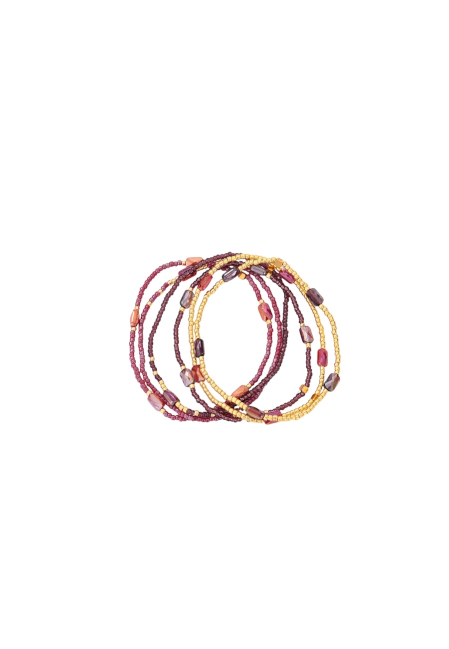 Goudkleurig elastisch armbandje burgundy