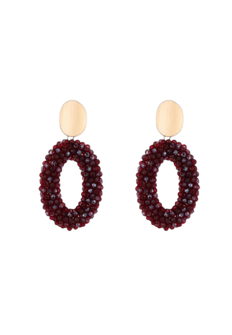 Statement oorbellen burgundy