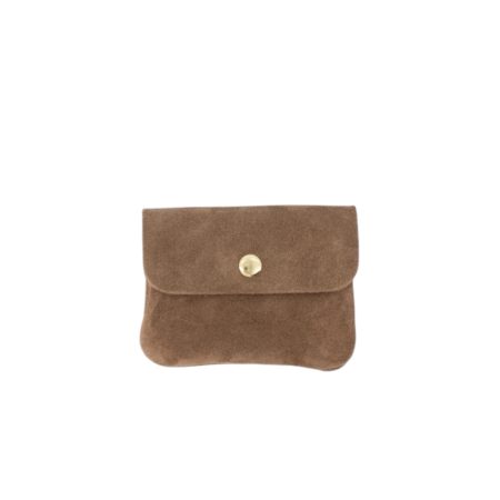 Suede portemonnee bruin