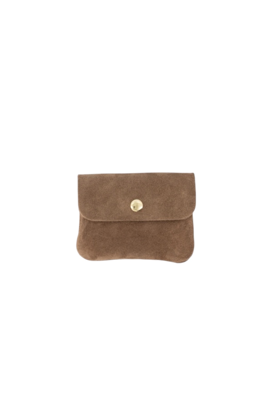 Suede portemonnee bruin