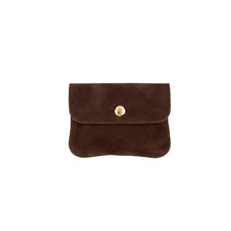 Suede portemonnee chocolade bruin