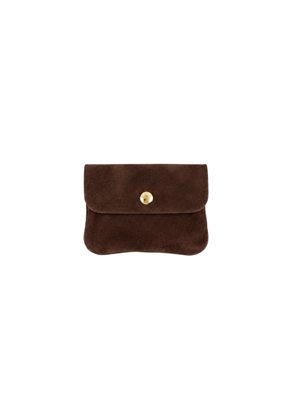 Suede portemonnee chocolade bruin