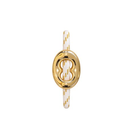 Ecru/goud touwarmband met goudkleurige boon bedel