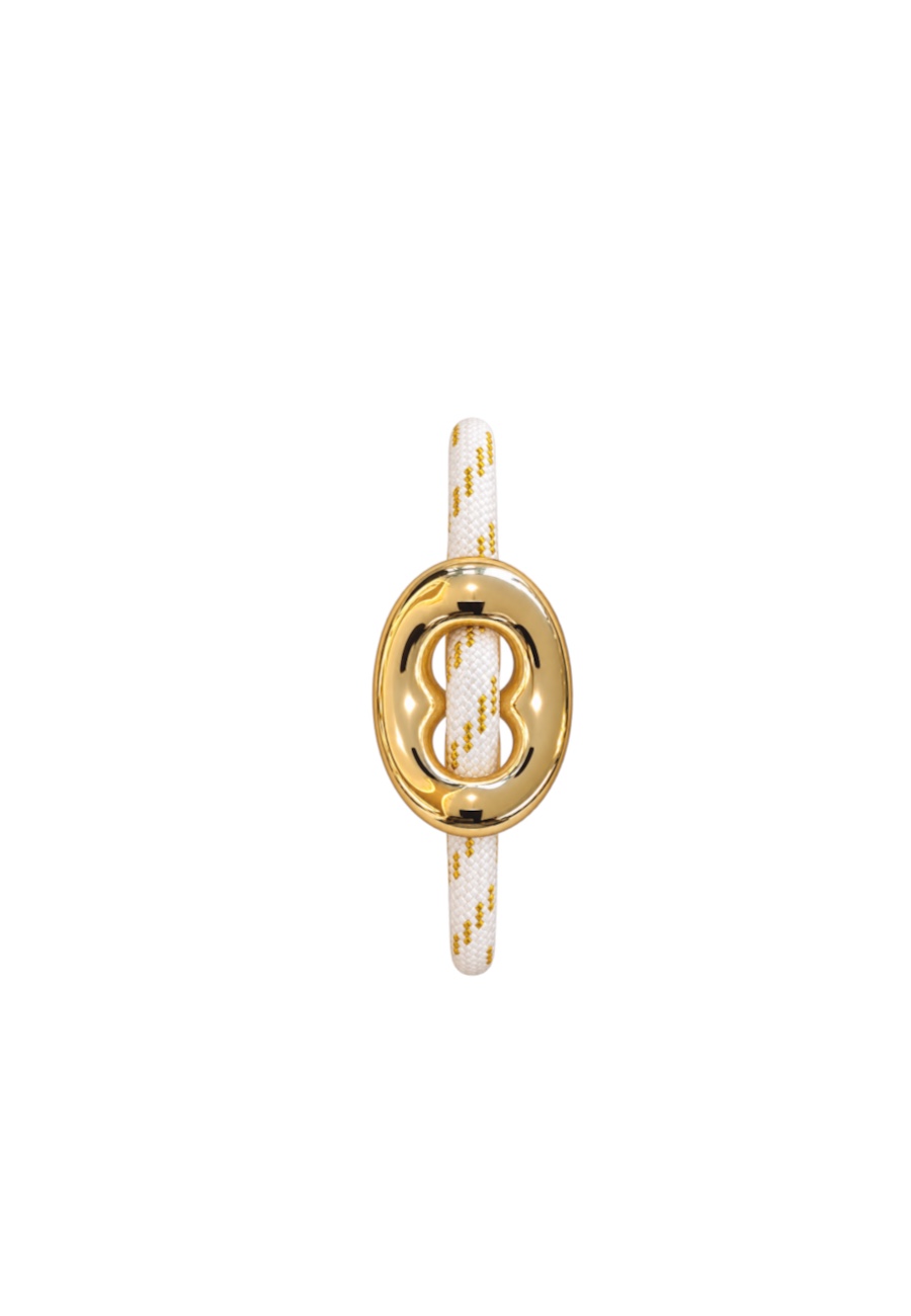 groen/goud touwarmband met goudkleurige boon bedel
