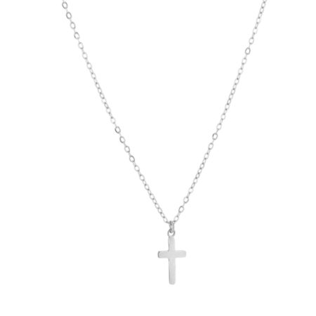 Zilverkleurige ketting met kruisje
