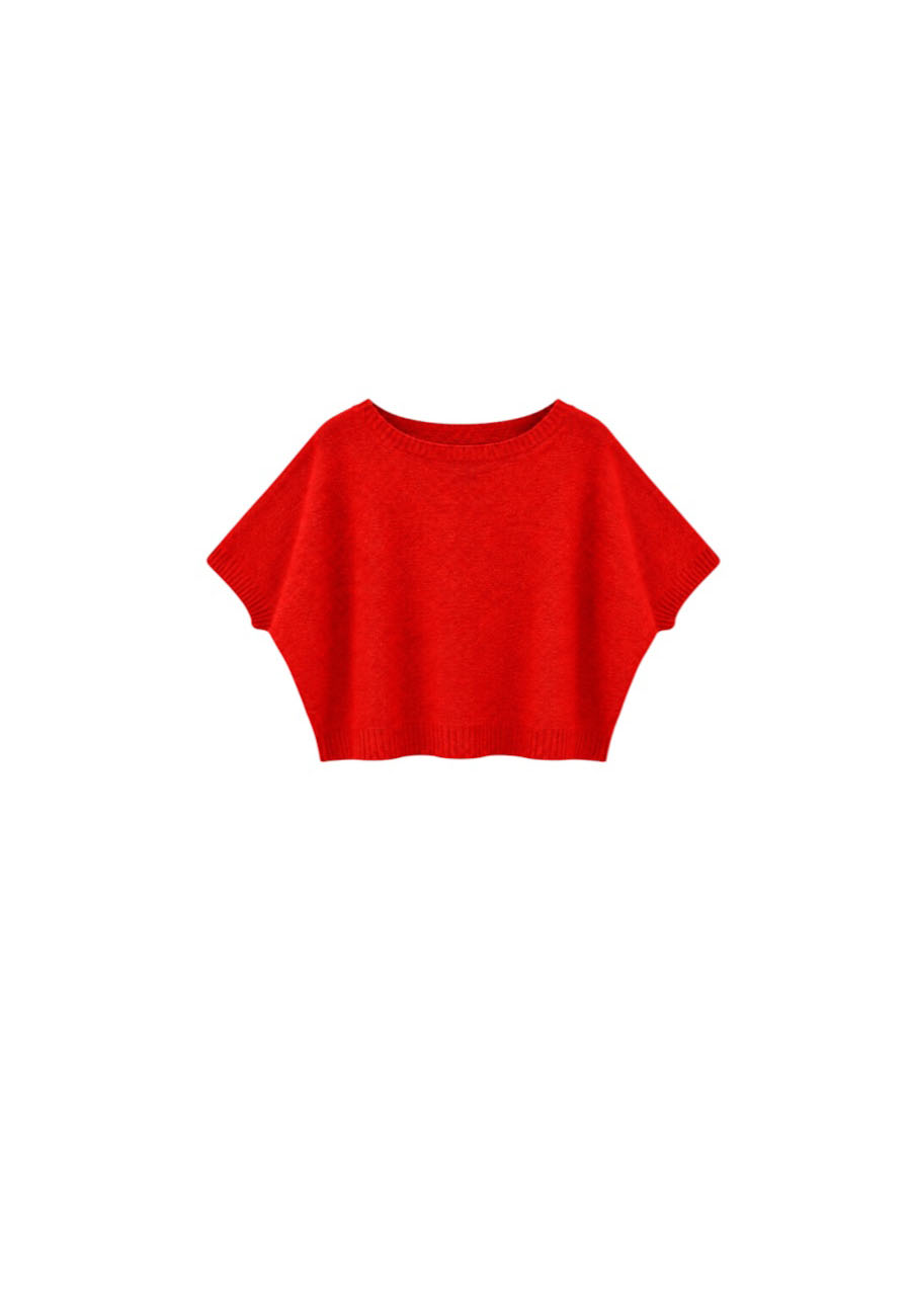 Rood mêlee truitje met korte mouwen