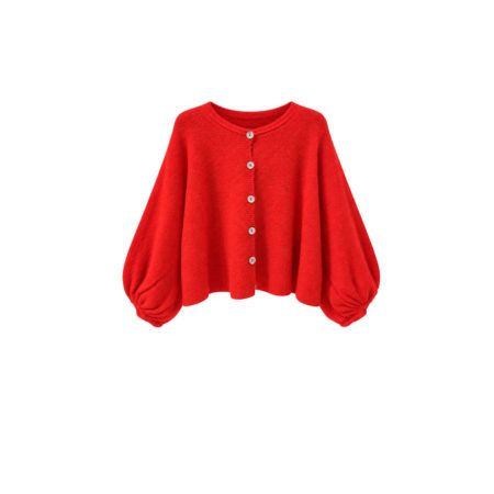 Rood vest met ballonmouwen