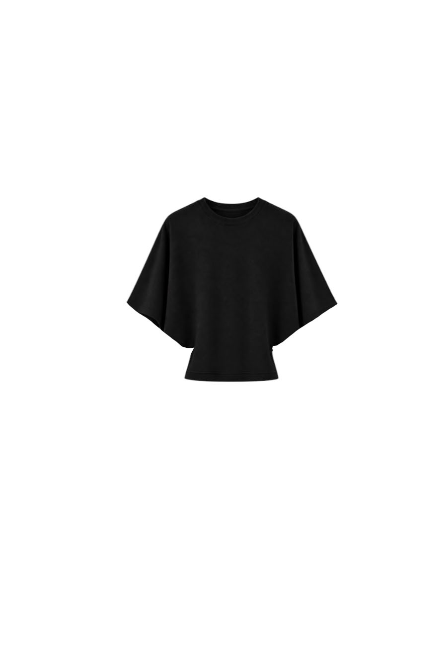 Zwart shirt met wijde vleermuismouwen