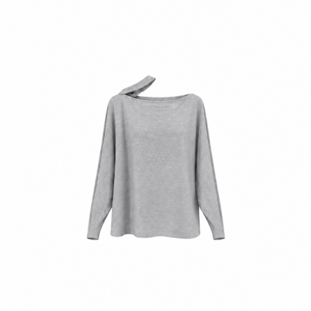 Grijs mêlee tricot top off shoulder