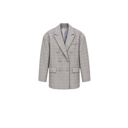 Grijze oversized geruiten blazer