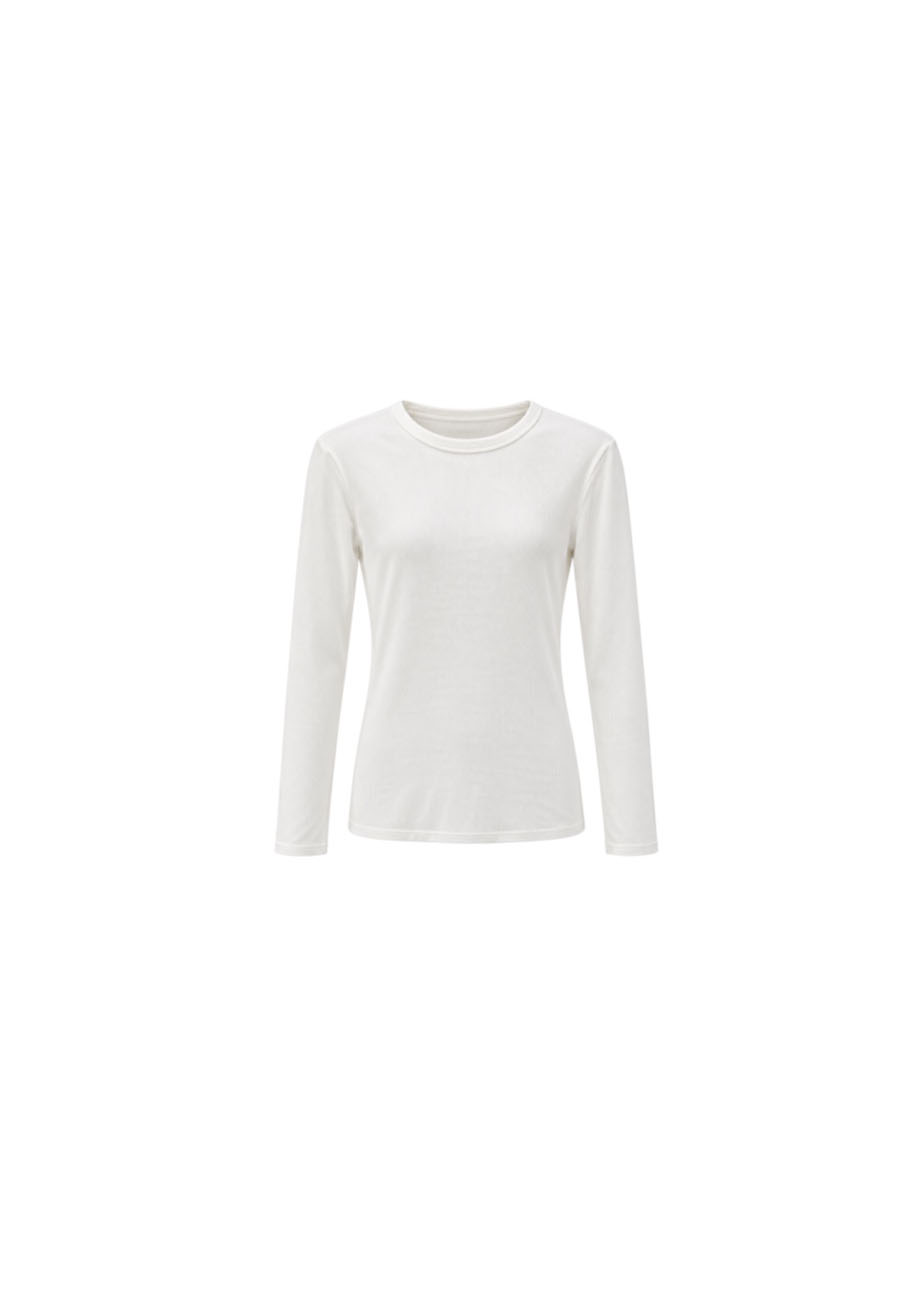 Wit basic ribbel shirt lange mouwen