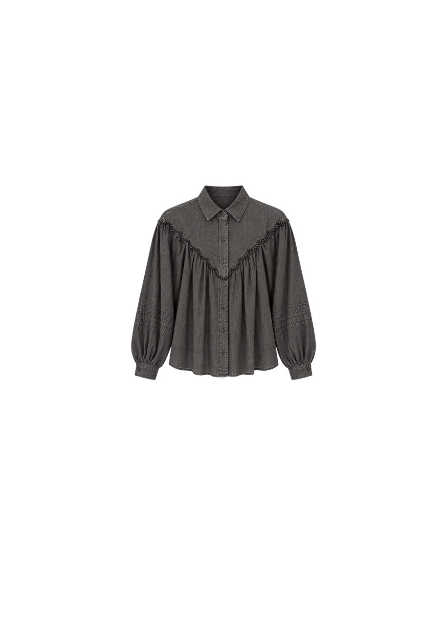 Grijze denim blouse