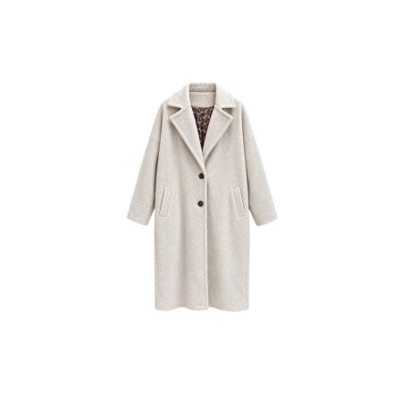 Beige wollige jas met leopard voering