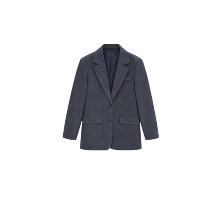 Blauw/grijs geruite blazer