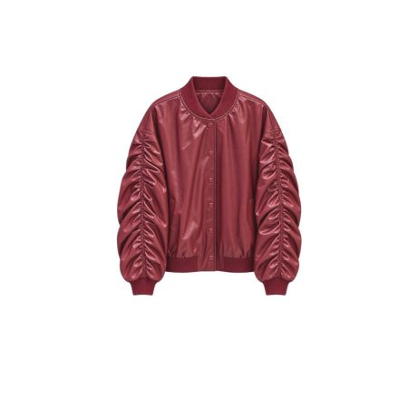 Bordeaux leerlook bomberjack
