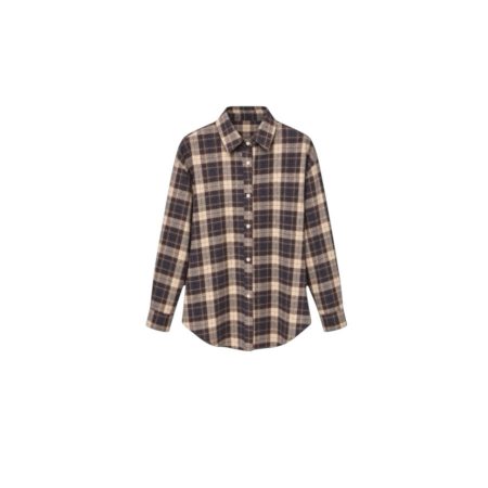 Bruin geruite katoenen blouse