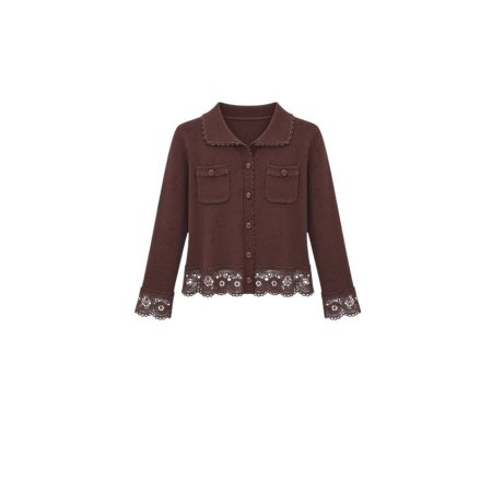 Bruin vestje met gehaakte details