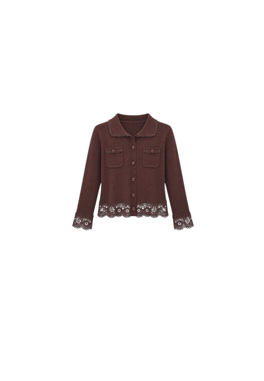 Bruin vestje met gehaakte details