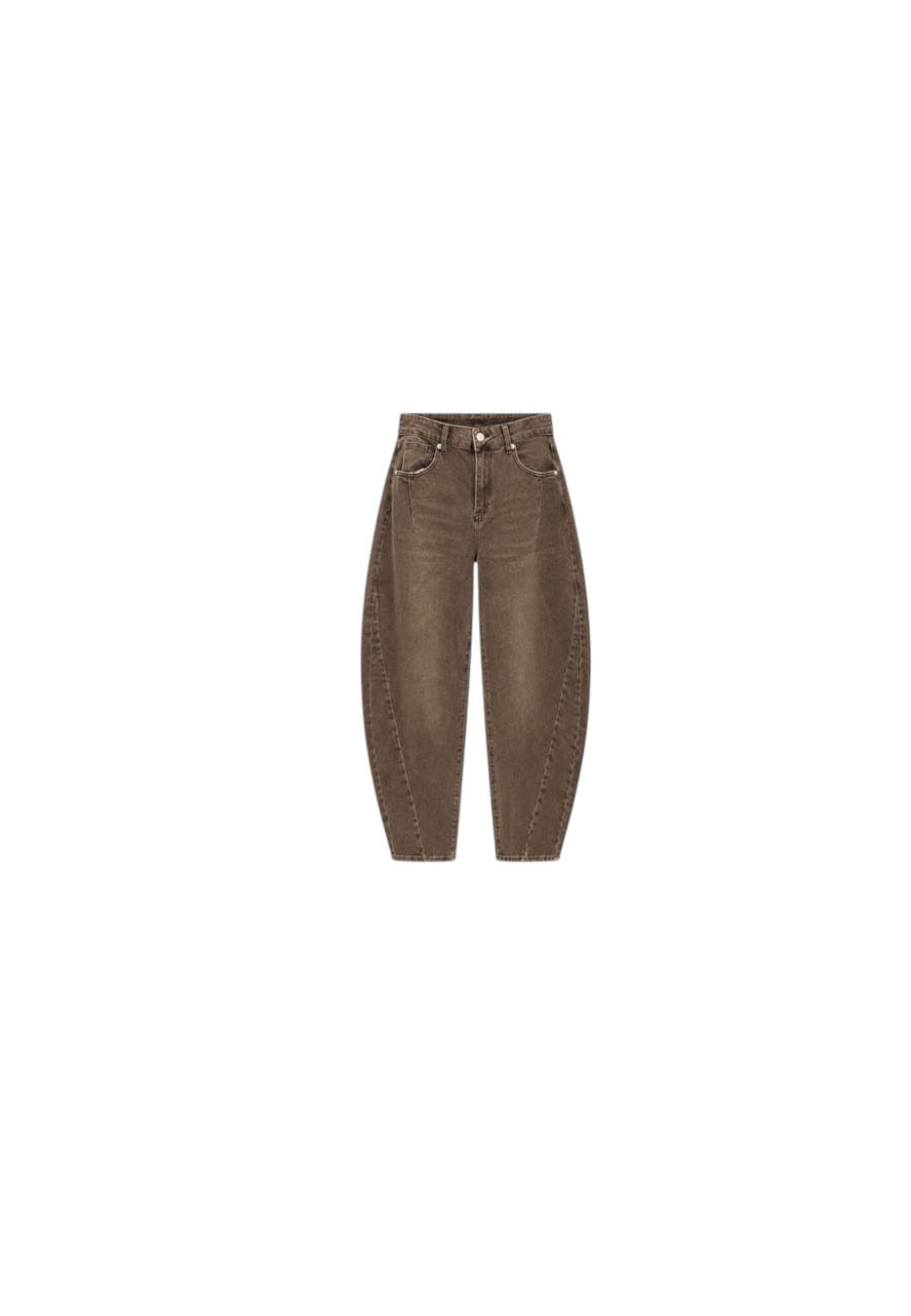 Bruine vintage wassing balloonl jeans