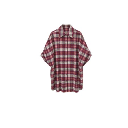 Burgundy lange geruite blouse