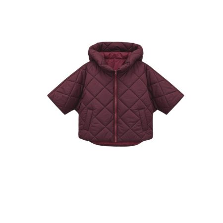 Burgundy gewatteerde jas korte mouwen