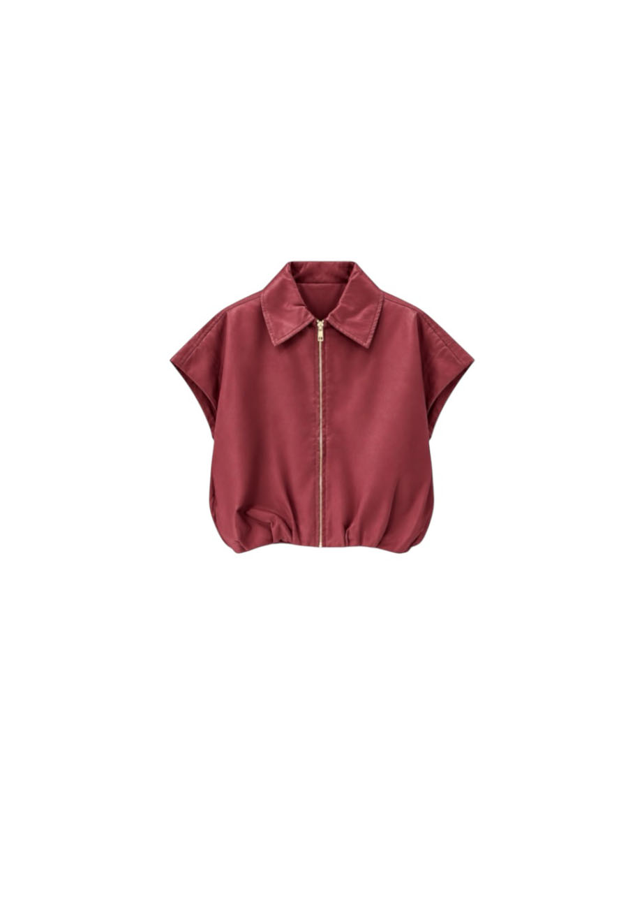 Burgundy leer look gilet