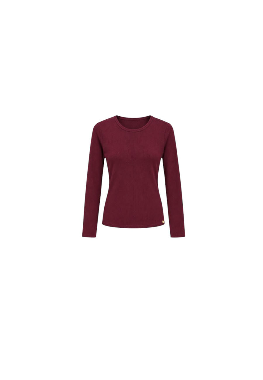 Burgundy ribbel shirt met lange mouwen
