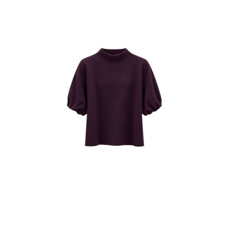 Burgundy truitje met pofmouwen