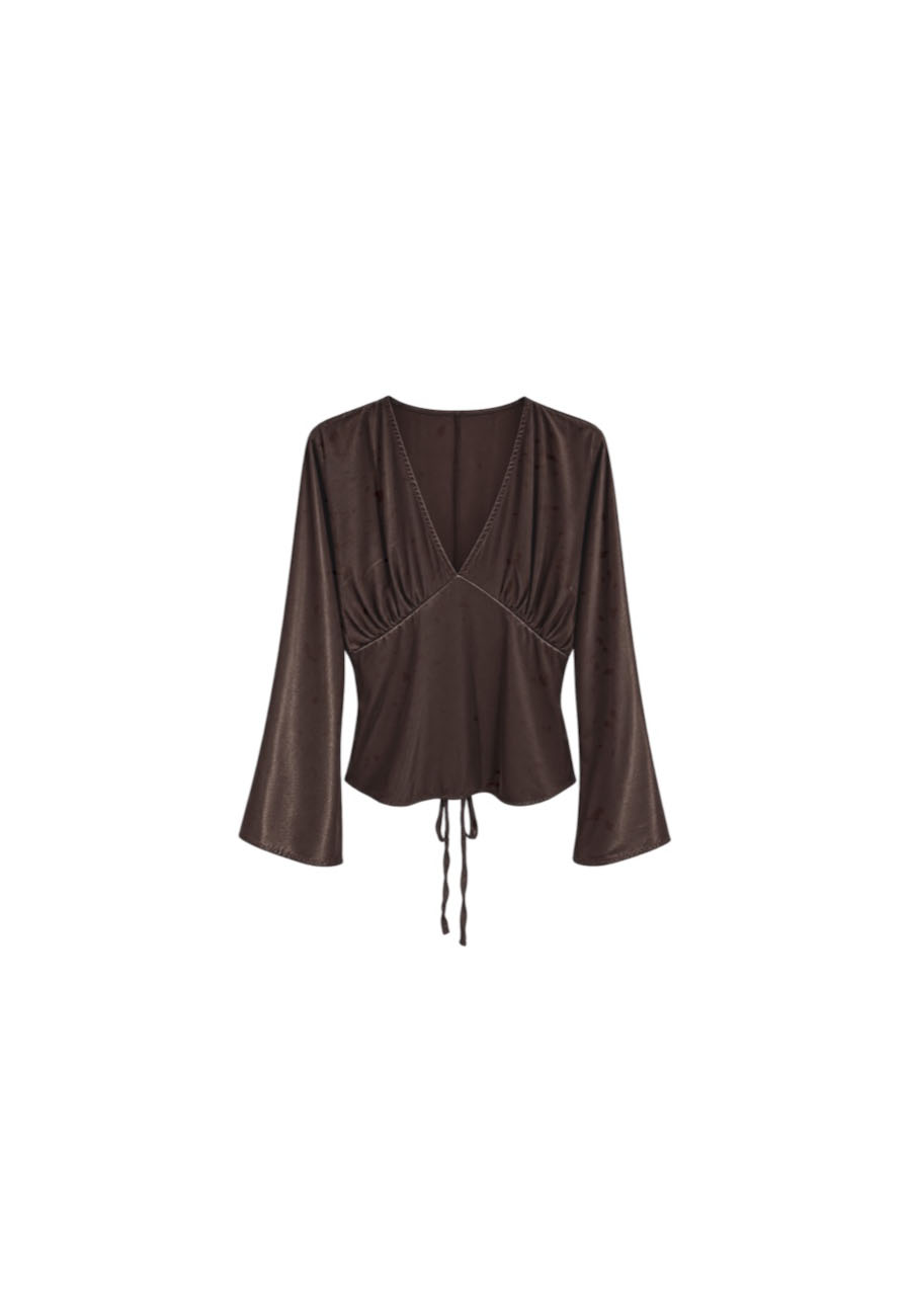 Chocolade bruine viscose top