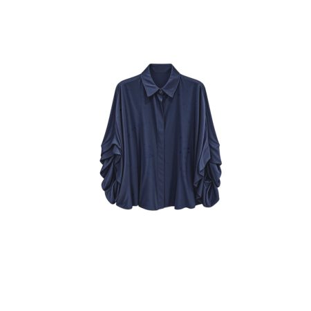 Donkerblauwe glans blouse