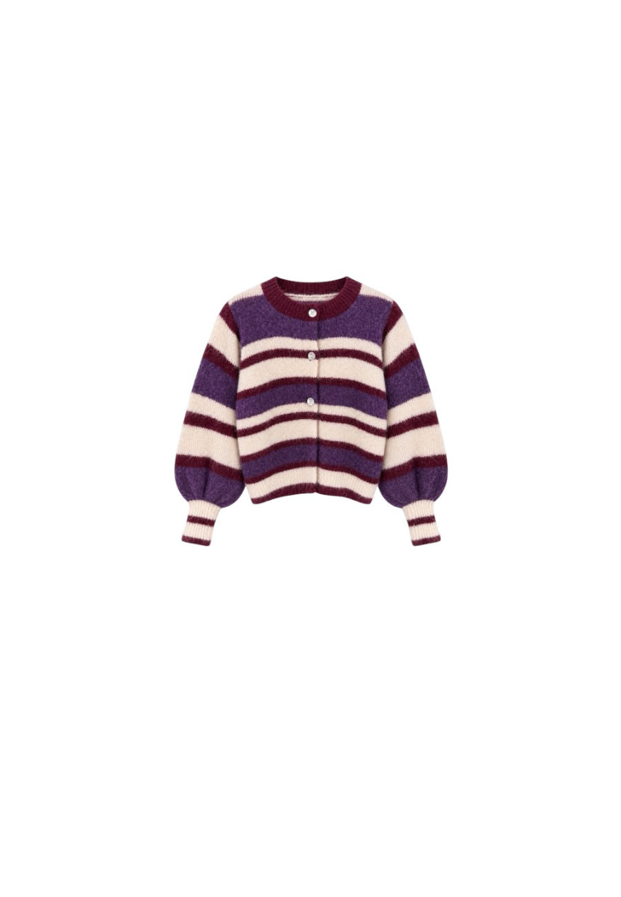Gestreept vest paars/mauve/crême