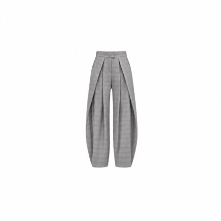 Grijs geruite pantalon met diepe plooien