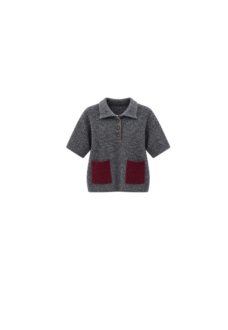 Grijs polo truitje bordeaux zakjes