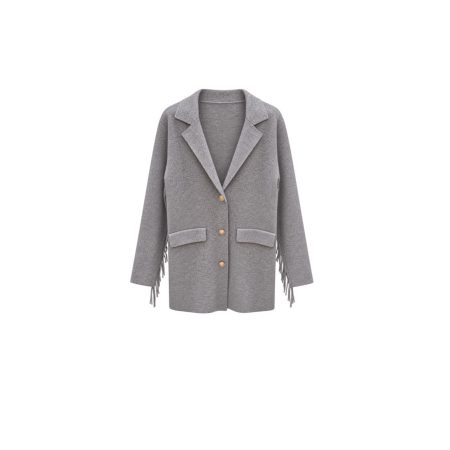 Grijs vest/jas met franjes