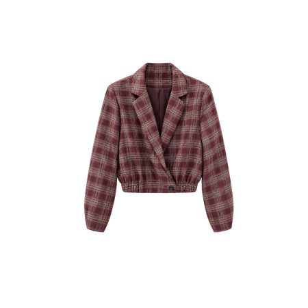 Kort burgundy geruit jasje