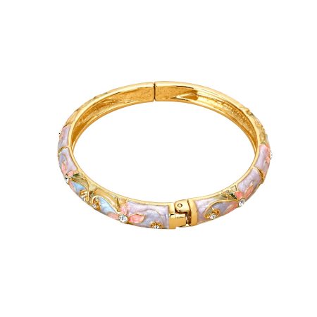 Geëmailleerde armband, grijs/roze