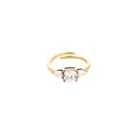 Goudkleurige verstelbare ring met steen
