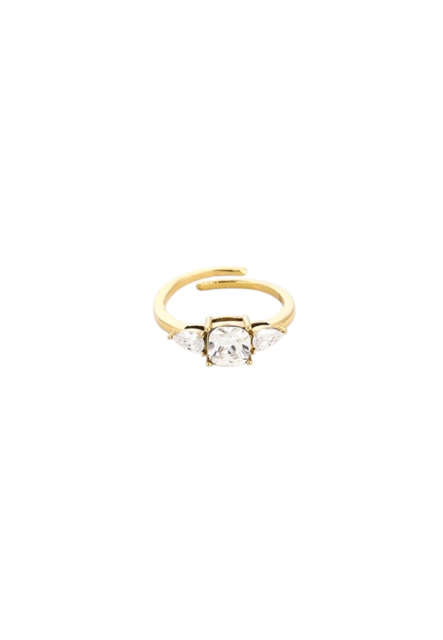 Goudkleurige verstelbare ring met steen