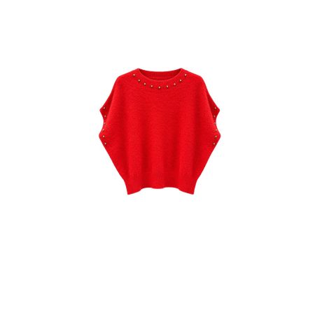 Rood mouwloos truitje met studs
