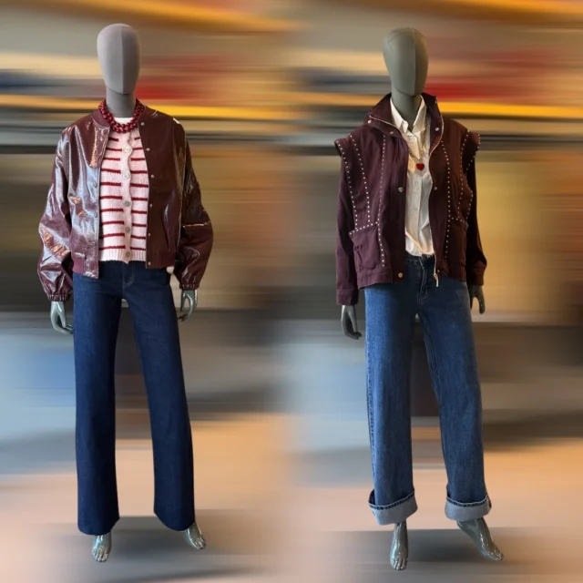 🍁𝗣𝗢𝗪𝗘𝗥 𝗛𝗘𝗥𝗙𝗦𝗧 𝗟𝗢𝗢𝗞🍂
Twee outfits die laten zien dat bordeaux allesbehalve braaf is maar stoer & warm! 
Van glanzend jasje tot studs en denim: perfecte combinaties voor wie graag een statement maakt! www.deleukedingen.nl #dldlooks #DeLeukeDingen #PowerLook #StoereStijl #AutumnVibes #HerfstMode #DenimDays #BordeauxBeauty #StyleWithAttitude #FashionVibes #NewCollection #fallfashion